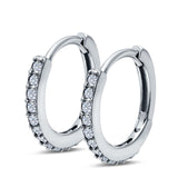 14K White Gold Half Eternity Hoop Earrings Round Simulated Cubic Zirconia (16mm)