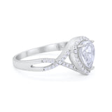 14K White Gold Teardrop Promise Ring Infinity Round Simulated CZ