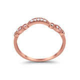 14K Rose Gold Art Deco Curved Wedding Band Eternity Ring Simulated Cubic Zirconia Size-7