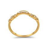 14K Yellow Gold Art Deco Curved Wedding Band Eternity Ring Simulated Cubic Zirconia Size-7