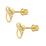 14K Yellow Gold Mouse Stud Earrings with Screw Back (8mm) Best Gift for Her