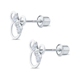 14K White Gold Mouse Stud Earrings with Screw Back (8mm) Best Gift for Her