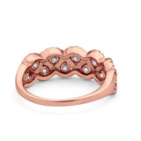14K Rose Gold Weave Crisscross Infinity Ring Round Simulated Cubic Zirconia Size-7