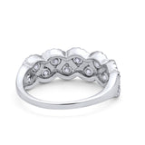 14K White Gold Weave Crisscross Infinity Ring Round Simulated Cubic Zirconia Size-7