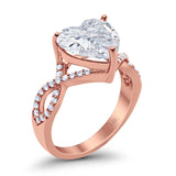 14K Rose Gold Art Deco Heart Promise Twisted Shank Simulated Cubic Zirconia Wedding Ring Wholesale