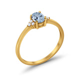 14K Yellow Gold 0.87ct Art Deco Oval 7mmx5mm G SI Natural Aquamarine Diamond Engagement Wedding Ring Size 6.5