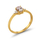 14K Yellow Gold 0.87ct Art Deco Oval 7mmx5mm G SI Natural Morganite Diamond Engagement Wedding Ring Size 6.5