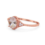 14K Rose Gold 1.26ct Oval Art Deco 8mmx6mm G SI Natural Morganite Diamond Engagement Wedding Ring Size 6.5