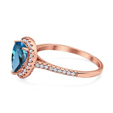 14K Rose Gold 1.48ct Teardrop Pear 8mmx6mm G SI London Blue Topaz Diamond Engagement Wedding Ring Size 6.5