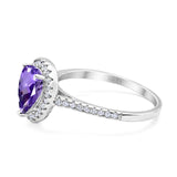 14K White Gold 1.48ct Teardrop Pear 8mmx6mm G SI Natural Amethyst Diamond Engagement Wedding Ring Size 6.5