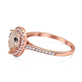 14K Rose Gold 1.48ct Teardrop Pear 8mmx6mm G SI Natural Morganite Diamond Engagement Wedding Ring Size 6.5