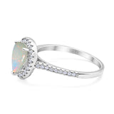 14K White Gold 0.23ct Teardrop Pear 8mmx6mm G SI Natural White Opal Diamond Engagement Wedding Ring Size 6.5