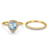 14K Yellow Gold 1.62ct Pear 8mmx6mm G SI Natural Aquamarine Diamond Bridal Engagement Wedding Ring Size 6.5