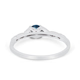14K White Gold 0.33ct Round Petite Dainty Art Deco 4mm G SI London Blue Topaz Diamond Engagement Wedding Ring Size 6.5