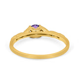 14K Yellow Gold 0.33ct Round Petite Dainty Art Deco 4mm G SI Natural Amethyst Diamond Engagement Wedding Ring Size 6.5