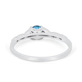 14K White Gold 0.33ct Round Petite Dainty Art Deco 4mm G SI Natural Blue Topaz Diamond Engagement Wedding Ring Size 6.5