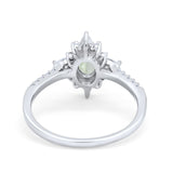 14K White Gold 1.54ct Vintage Oval 8mmx6mm G SI Natural Green Amethyst Diamond Engagement Wedding Ring Size 6.5