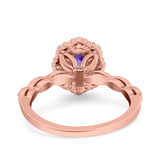 14K Rose Gold 1.19ct Vintage Art Deco Halo Oval 7mmx5mm G SI Natural Amethyst Diamond Engagement Wedding Ring Size 6.5