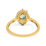 14K Yellow Gold 1.61ct Halo Vintage Round 7mm G SI Natural Green Amethyst Diamond Engagement Wedding Ring Size 6.5