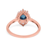 14K Rose Gold 1.61ct Halo Vintage Round 7mm G SI London Blue Topaz Diamond Engagement Wedding Ring Size 6.5