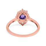 14K Rose Gold 1.61ct Halo Vintage Round 7mm G SI Natural Amethyst Diamond Engagement Wedding Ring Size 6.5