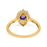 14K Yellow Gold 1.61ct Halo Vintage Round 7mm G SI Natural Amethyst Diamond Engagement Wedding Ring Size 6.5