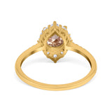 14K Yellow Gold 1.61ct Halo Vintage Round 7mm G SI Natural Morganite Diamond Engagement Wedding Ring Size 6.5