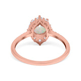 14K Rose Gold 0.33ct Halo Vintage Round 7mm G SI Natural White Opal Diamond Engagement Wedding Ring Size 6.5