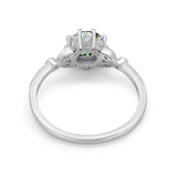 14K White Gold 1.34ct Round Art Deco Fashion 7mm G SI Natural Green Amethyst Diamond Engagement Wedding Ring Size 6.5