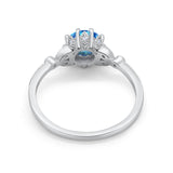 14K White Gold 1.34ct Round Art Deco Fashion 7mm G SI Natural Blue Topaz Diamond Engagement Wedding Ring Size 6.5