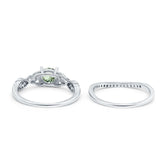 14K White Gold 1.05ct Round 6mm G SI Natural Green Amethyst Diamond Engagement Bridal Wedding Ring Size 6.5