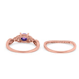 14K Rose Gold 1.05ct Round 6mm G SI Natural Amethyst Diamond Engagement Bridal Wedding Ring Size 6.5
