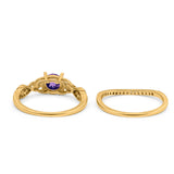 14K Yellow Gold 1.05ct Round 6mm G SI Natural Amethyst Diamond Engagement Bridal Wedding Ring Size 6.5