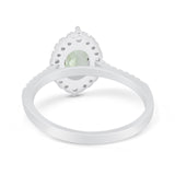 14K White Gold 1.53ct Oval Natural Green Amethyst G SI Diamond Engagement Ring Size 6.5