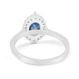 14K White Gold 1.53ct Oval London Blue Topaz G SI Diamond Engagement Ring Size 6.5