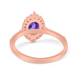 14K Rose Gold 1.53ct Oval Natural Amethyst G SI Diamond Engagement Ring Size 6.5