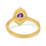 14K Yellow Gold 1.53ct Oval Natural Amethyst G SI Diamond Engagement Ring Size 6.5