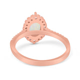 14K Rose Gold 0.32ct Oval Natural White Opal G SI Diamond Engagement Ring Size 6.5