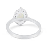 14K White Gold 0.32ct Oval Natural White Opal G SI Diamond Engagement Ring Size 6.5