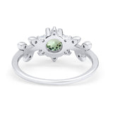 14K White Gold Round Natural Green Amethyst G SI 1.02ct Diamond Engagement Ring Size 6.5