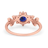 14K Rose Gold Round Nano Blue Sapphire G SI 1.02ct Diamond Engagement Ring Size 6.5