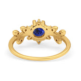 14K Yellow Gold Round Nano Blue Sapphire G SI 1.02ct Diamond Engagement Ring Size 6.5