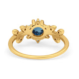 14K Yellow Gold Round London Blue Topaz G SI 1.02ct Diamond Engagement Ring Size 6.5