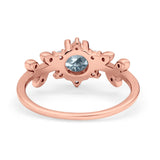 14K Rose Gold Round Natural Aquamarine G SI 1.02ct Diamond Engagement Ring Size 6.5