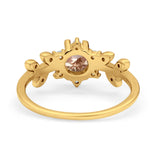 14K Yellow Gold Round Natural Morganite G SI 1.02ct Diamond Engagement Ring Size 6.5