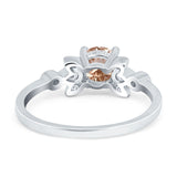 14K White Gold 1.37ct Round 7mm G SI Natural Morganite Diamond Engagement Wedding Ring Size 6.5