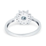14K White Gold 1.01ct Round 6mm G SI Natural Aquamarine Diamond Engagement Wedding Ring Size 6.5