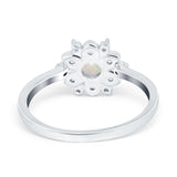 14K White Gold 0.17ct Round 6mm G SI Natural White Opal Diamond Engagement Wedding Ring Size 6.5