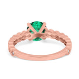 14K Rose Gold 1.16ct Round 6.5mm G SI Nano Emerald Diamond Engagement Wedding Ring Size 6.5