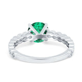 14K White Gold 1.16ct Round 6.5mm G SI Nano Emerald Diamond Engagement Wedding Ring Size 6.5